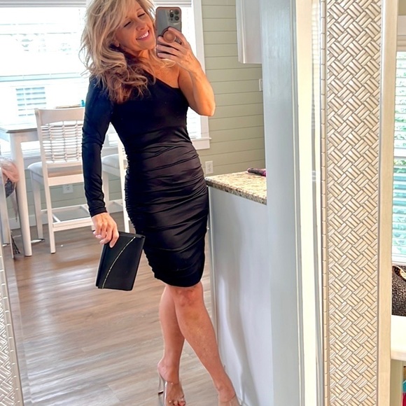 VTG Bebe,Y2K, Little Black Dress, One Shoulder Design, Strappy Back, Stretchy, M - Picture 5 of 13